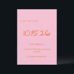 Handwritten Simple Minimalist Wedding Pink Orange Save The Date<br><div class="desc">Handwritten Simple Minimalist Pink Orange Wedding Save the Date</div>
