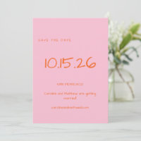Handwritten Simple Minimalist Wedding Pink Orange