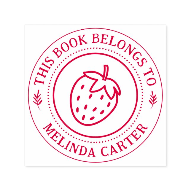 Handwritten Simple Strawberry Custom Book Self-inking Stamp (Design)
