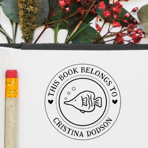 Handwritten Simple Tropical Fish Custom Book Self-inking Stamp