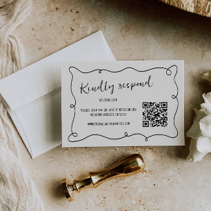Handwritten Squiggle Frame Wedding RSVP Card