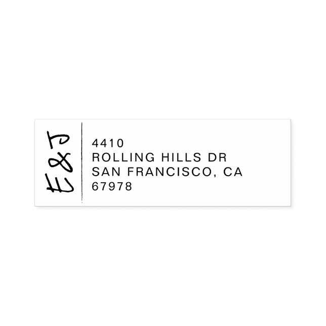 Handwritten Style Couple's Initials & Sans Serif Self-inking Stamp (Design)