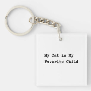 Handwritten-Style Text "My Cat is My Favorite Chil Key Ring