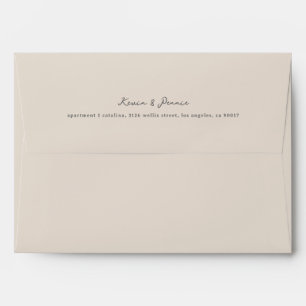 Handwritten Taupe Retro Wedding Save the Date Envelope