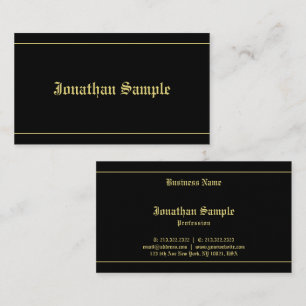 Handwritten Template Old Style Font Black And Gold Business Card