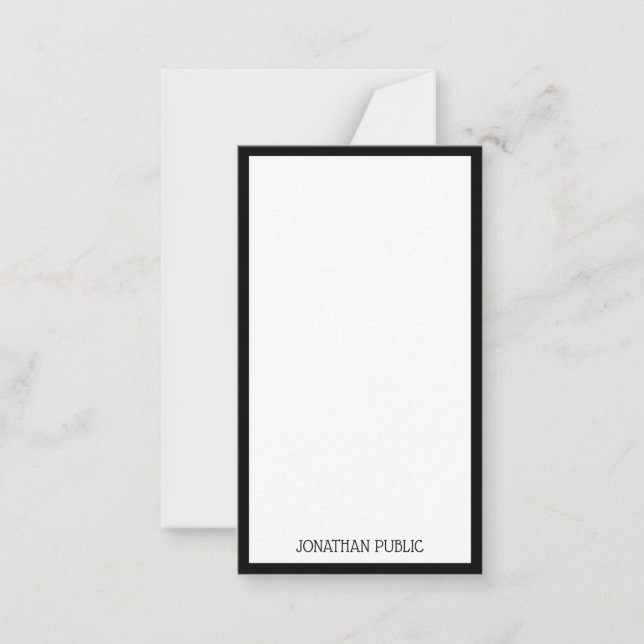 Handwritten Text Minimalist Black Border Vertical Card (Front)