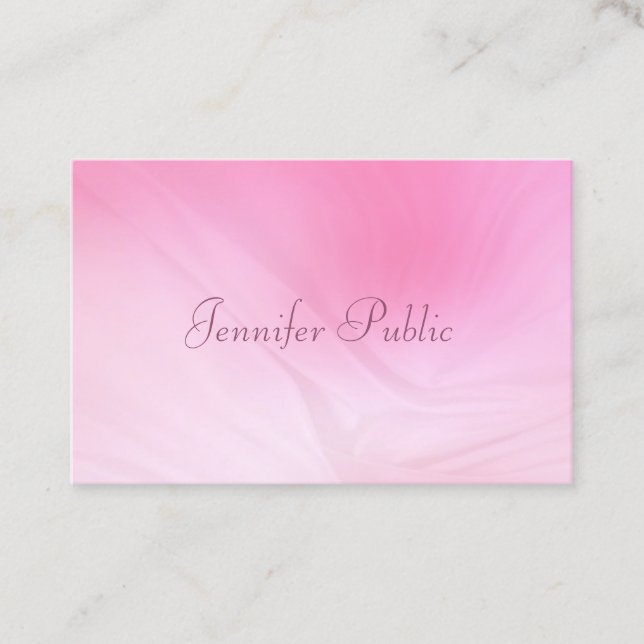 Handwritten Text Modern Elegant Pink Template Business Card (Front)
