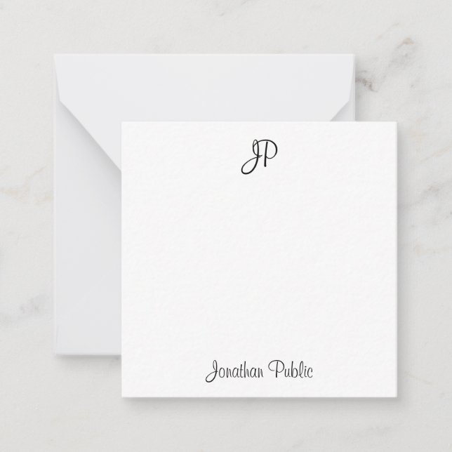 Handwritten Text Monogram Classic Template Black (Front)