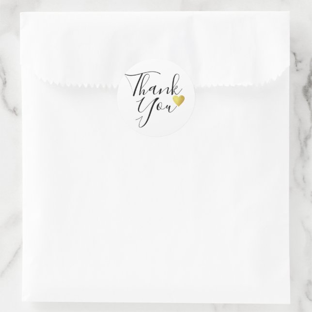 handwritten Thank You elegant love wedding Classic Round Sticker (Bag)