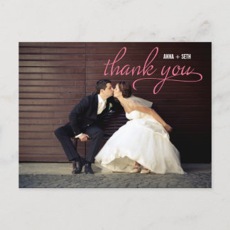 HANDWRITTEN Thank You Postcard - Pink