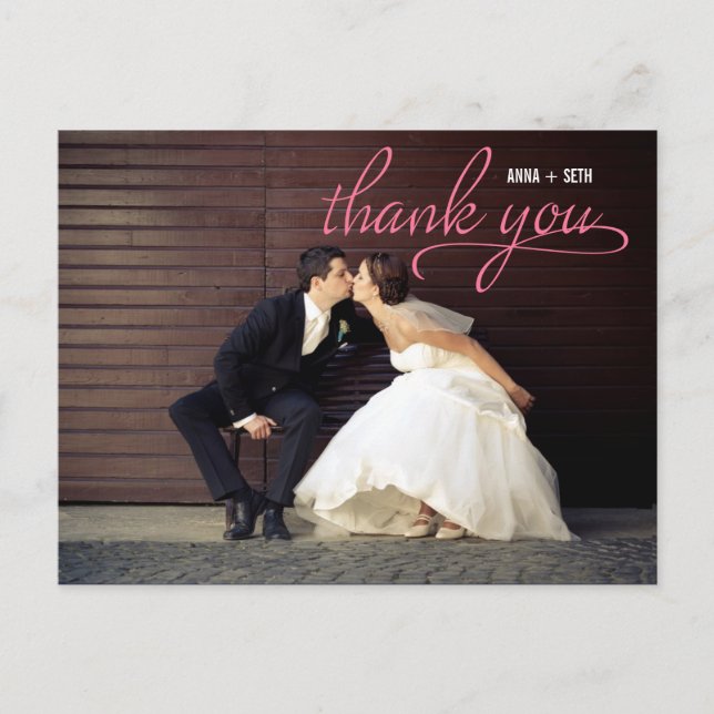 HANDWRITTEN Thank You Postcard - Pink (Front)