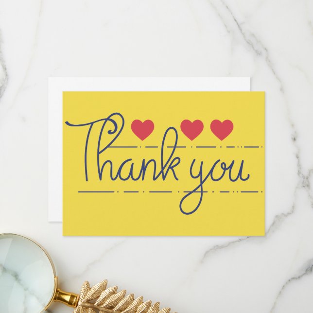 Handwritten Thank You with Hearts Card (Front/Back In Situ)