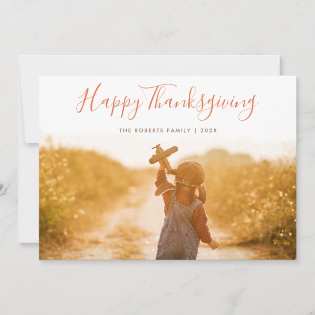 handwritten thanksgiving holiday photo card (Front)