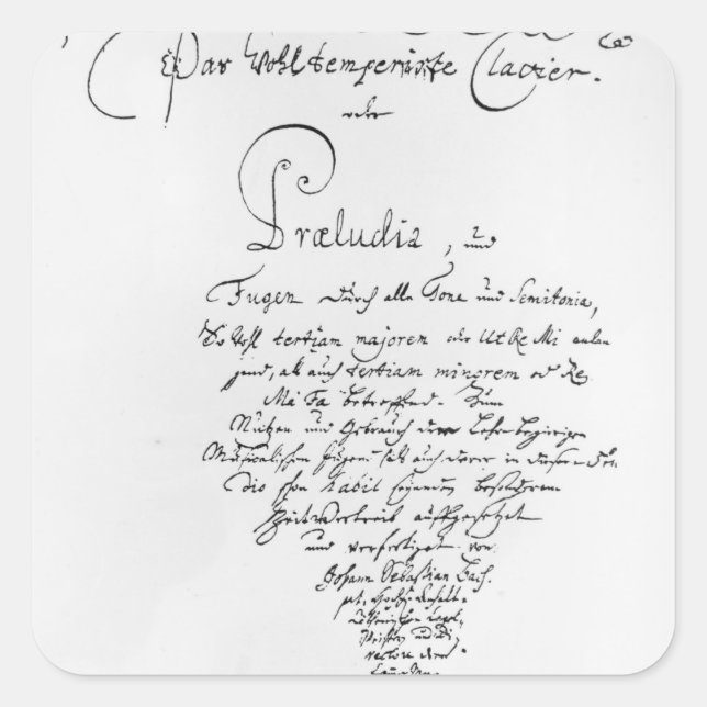 Handwritten Titlepage of The Well Tempered Square Sticker (Front)