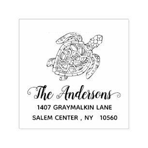 Handwritten Turtle Custom Return Address Self-inking Stamp
