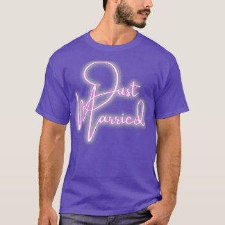 Handwritten Type Announcing Just Married Pink Desi T-Shirt