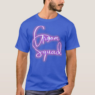 Handwritten Type Groom Squad Purple Design Shadow  T-Shirt