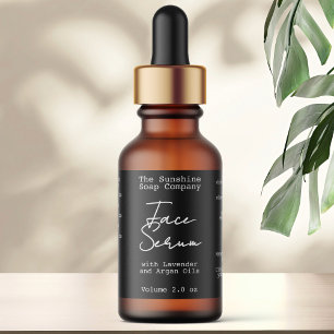Handwritten Typed Look Black Dropper Bottle Label
