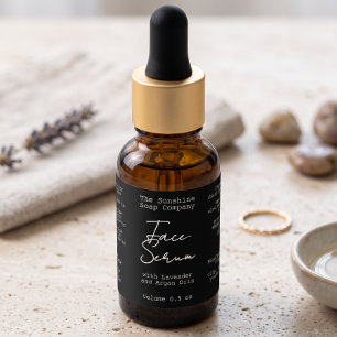 Handwritten Typed Look Black Dropper Bottle Label