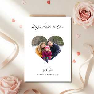 Handwritten Valentines Day Family Heart Photo Holiday Card
