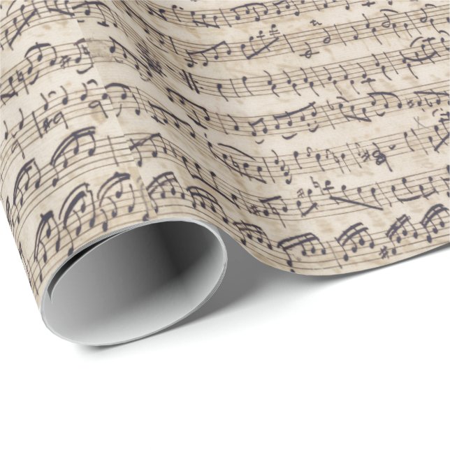 Handwritten Vintage Sheet Music Notes Wrapping Paper (Roll Corner)