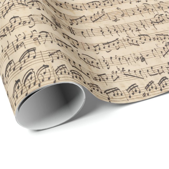 Handwritten Vintage Sheet Music Notes Wrapping Paper (Roll Corner)