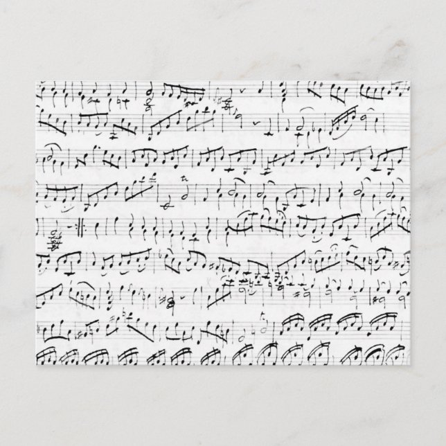 Handwritten Vintage Sheet Music White Postcard (Front)