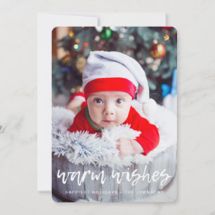 Handwritten Warm Wishes Photo Holiday Card