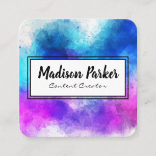 Handwritten Watercolor Brushed Square Business Card