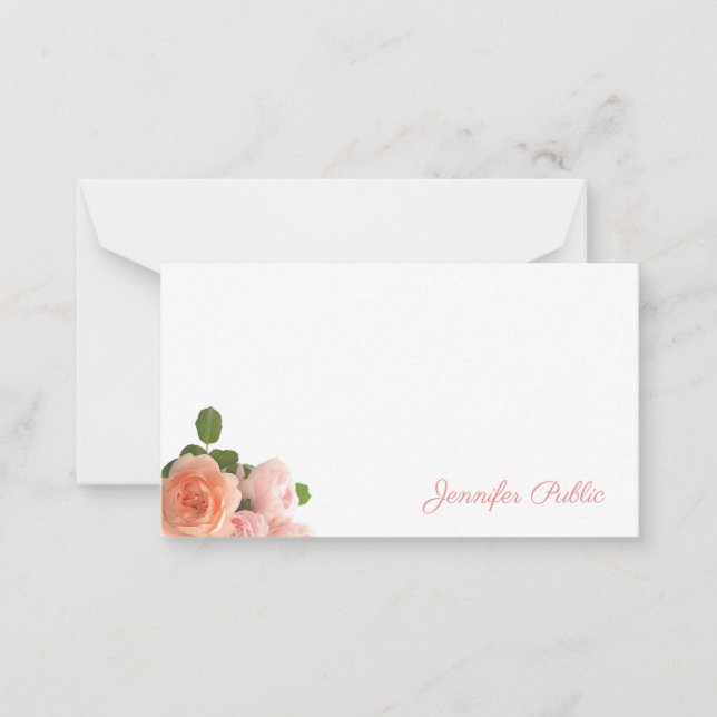 Handwritten Watercolor Roses Pastel Colours Trendy Card (Front)