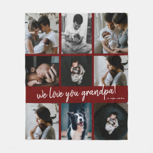 Handwritten We Love You Grandpa 9 Photo Fleece Blanket