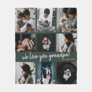 Handwritten We Love You Grandpa 9 Photo  Fleece Blanket