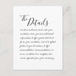 Handwritten Wedding Details Enclosure Card