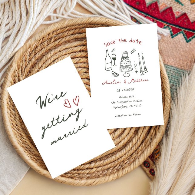 Handwritten Wedding Doodle couple Whimsical Invitation (Creator Uploaded)