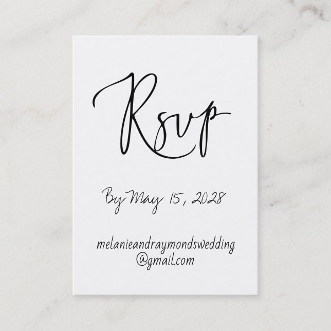 Handwritten Wedding Online RSVP & Online Details Business Card (Front)