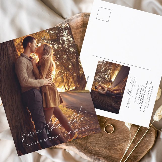 Handwritten Wedding Save the Date Photo Simple Postcard (Creator Uploaded)