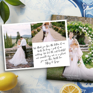 Handwritten Wedding Thank You Photo Card