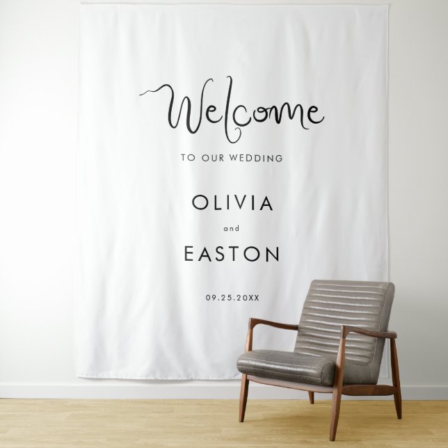 Handwritten Welcome To Our Wedding Sign Tapestry (In Situ)
