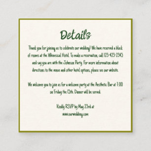 Handwritten Whimsical Border Wedding Details Enclosure Card