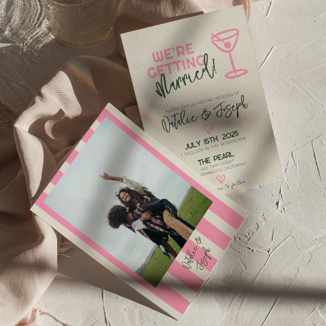 Handwritten Whimsical Pastel Summer Photo Wedding Invitation (Creator Uploaded)