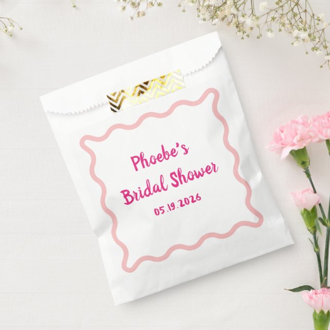 Handwritten Whimsical Wavy Border Bridal Shower Favour Bags (Sealed)
