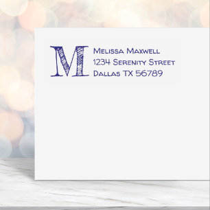 Handwritten Wobbly Childlike Monogram Address 2 Self-inking Stamp