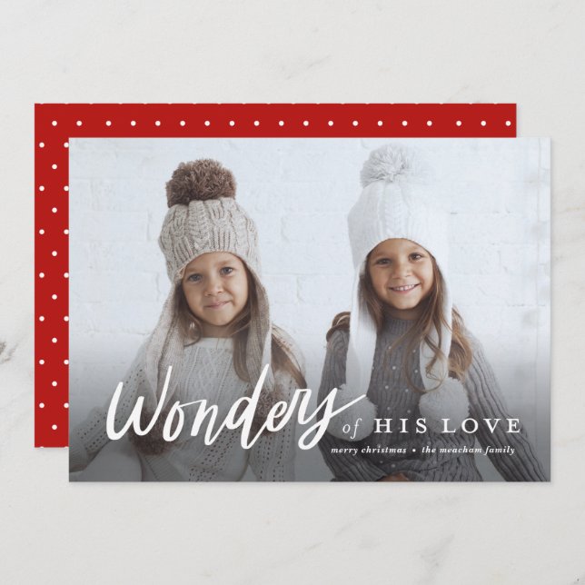 Handwritten Wonders of His Love Religious Holiday Card (Front/Back)