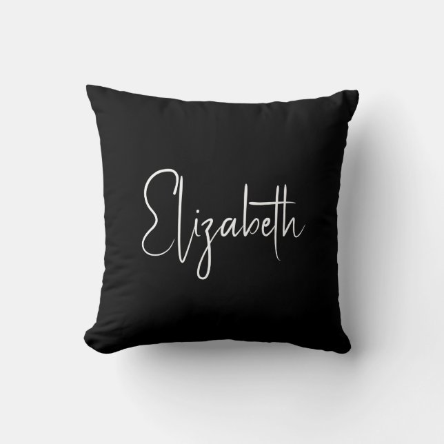 Handwritten Your Own Name Or Text Black & White Cushion (Front)