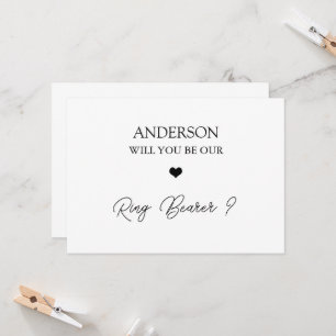HandwrittenScript  Heart Ring Bearer Proposal Card
