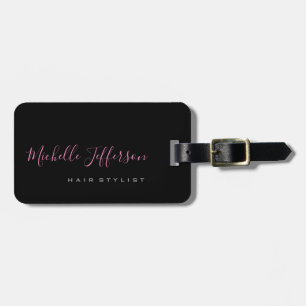 Handwtitten Script Grey Pink Trendy Feminine Luggage Tag