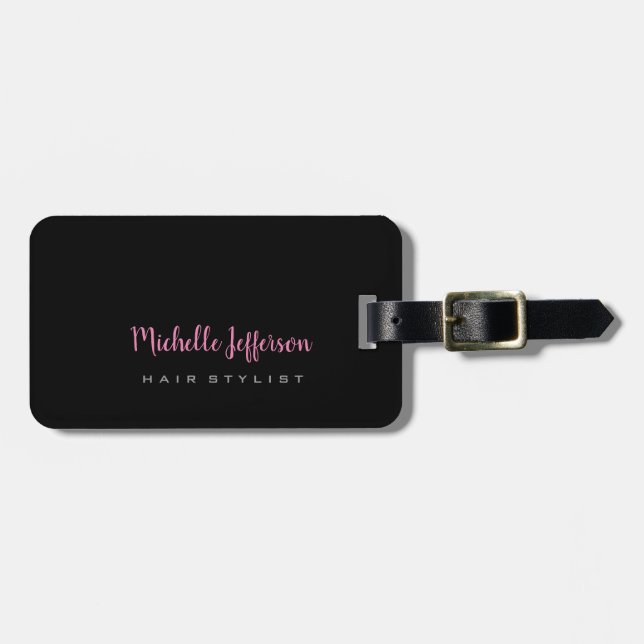Handwtitten Script Grey Pink Trendy Feminine Luggage Tag (Front Horizontal)