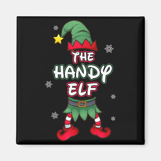 Handy Elf Christmas Pajamas Pjs Matching Family Gr Magnet (Front)