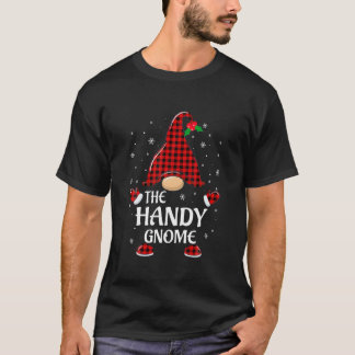 Handy Gnome Buffalo Plaid Matching Christmas Pajam T-Shirt