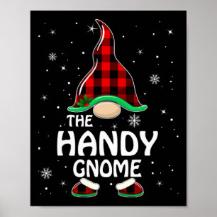 Handy Gnome Buffalo Plaid Matching Family Christma Poster